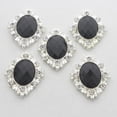 thumbnail image 3 of Rongfmy 10pcs Oval Flatback Crystal Rhinestone Flower Button DIY Wedding Jewelry 3# Black, 3 of 7