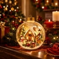 thumbnail image 2 of Glowing Christmas Story Ornament, Gingerbread House With Snowman And Reindeer 3D Mini Holiday Diorama Ball, Light Up Christmas Tree Ornament for Holiday Decor, 2 of 6