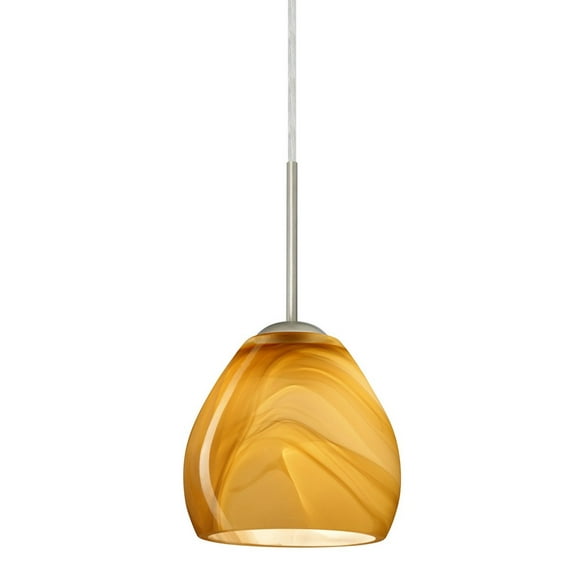 1BT-4122HN-LED-SN-Besa Lighting-Bolla-One Light Cord Pendant with Flat Canopy-5.88 Inches Wide by 5.25 Inches High-Satin Nickel Finish-Honey Glass