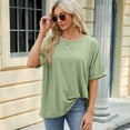 thumbnail image 6 of FLMEI Women's T-Shirts Tees Summer Tops Short Sleeve T Round Neck Loose Cropped T Shirtsoft Blouses Casual Pullover T S-XXL, 6 of 8