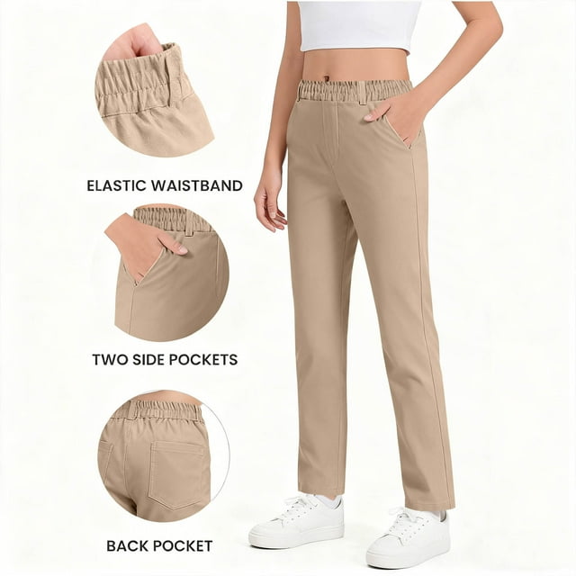 Pantalones largos para niños y pantalones de verano con cintura elástica para niños, pantalones casuales de pierna ancha de color sólido, pantalones largos para niños, pantalones de abrigo para niños,