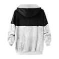 thumbnail image 6 of VISALY Womens Zip Up Hoodies Sweater Jacket Coat Stitching Three- Pocket Soft Hooded Pullover Sweatershirt Warm Artificial Wool Coat Outwear Casual Sweaters Fleece Hoodies Winter Sweaters Black L, 6 of 7