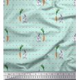 thumbnail image 1 of Soimoi Crepe Silk Fabric Carrot & Rabbit Dots Print Fabric by the Yard 42 Inch Wide, 1 of 5