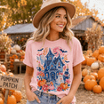 thumbnail image 3 of Spooky Haunted House Halloween T-Shirt, Cute Ghost Pumpkin Graphic Tee, Retro Fall Shirt, Spooky Season Apparel Gift - Blossom, 3XL, 3 of 4