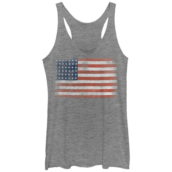 Women's Lost Gods Fourth of July Flag Racerback Tank Top Gray Heather Medium