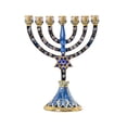 thumbnail image 2 of Hand Painted Enamel Menorah with Jeweled Accents Embellished Candlesticks Candle Holder - Dark blue, 2 of 6