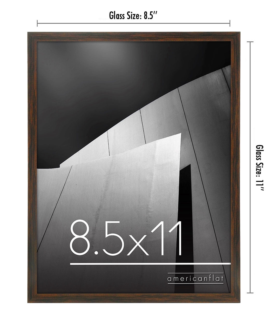 Americanflat 8.5x11 Thin Picture Frame in Mahogany with Polished Glass - Horizontal and Vertical Formats for Wall and Tabletop