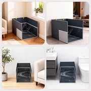 Aokeyee Cat Litter Box Enclosure Splash Guard with Removable PVC Mat Large Waterproof Litter Box Enclosure Foldable Pet Litter Box Shield with 2 Hooks