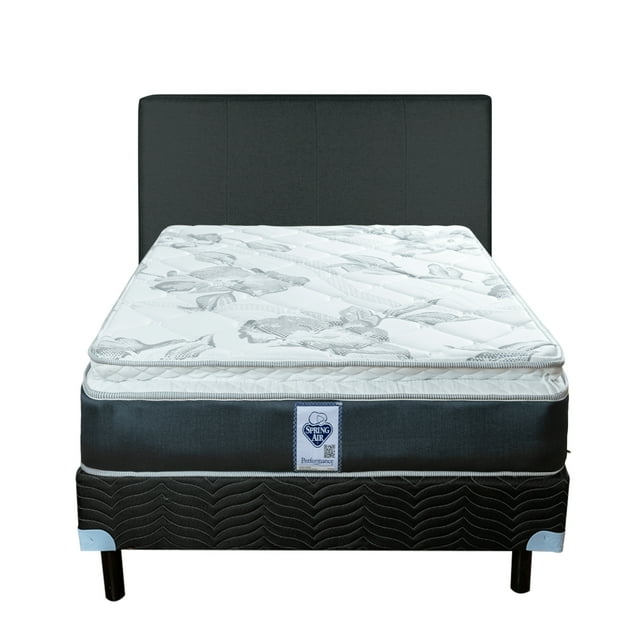 Colchón Queen Size Smith + Box + Cabecera Gris Oxford