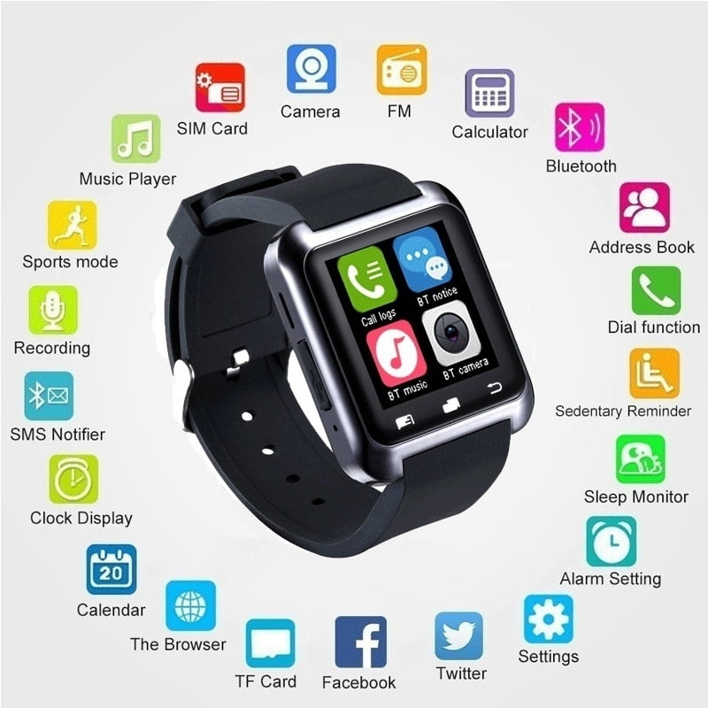 tv station Psychologisch Antagonist Smart Watch Smartwatch U80 Bluetooth WristWatch for IPhone, Android, IOS.  Black - Walmart.com