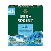 Irish Spring Icy Blast Bar Soap for Men, Mens Soap, Smell Fresh and Clean 12 Hours, Men Bars Washing Hands Body, Mild Skin, Recyclable Carton, 24 Pack, 3.7 Oz