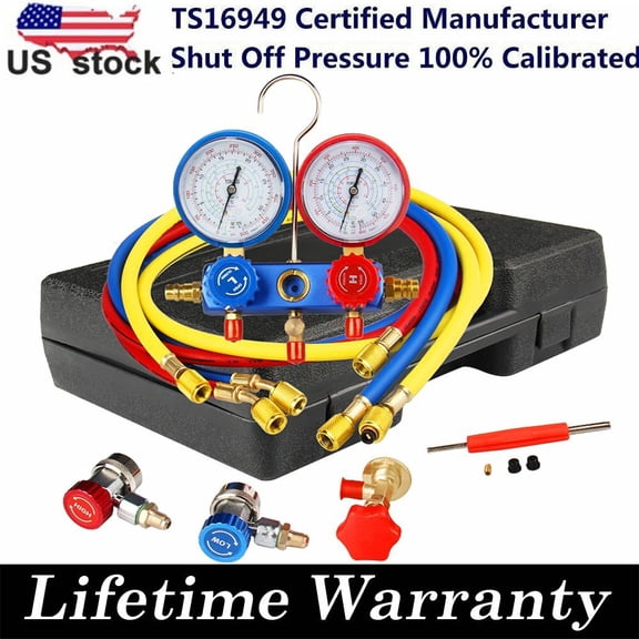 HVAC A/C AC Manifold Vacuum Gauge Set Refrigerant Air Conditioning Auto Tool Kit