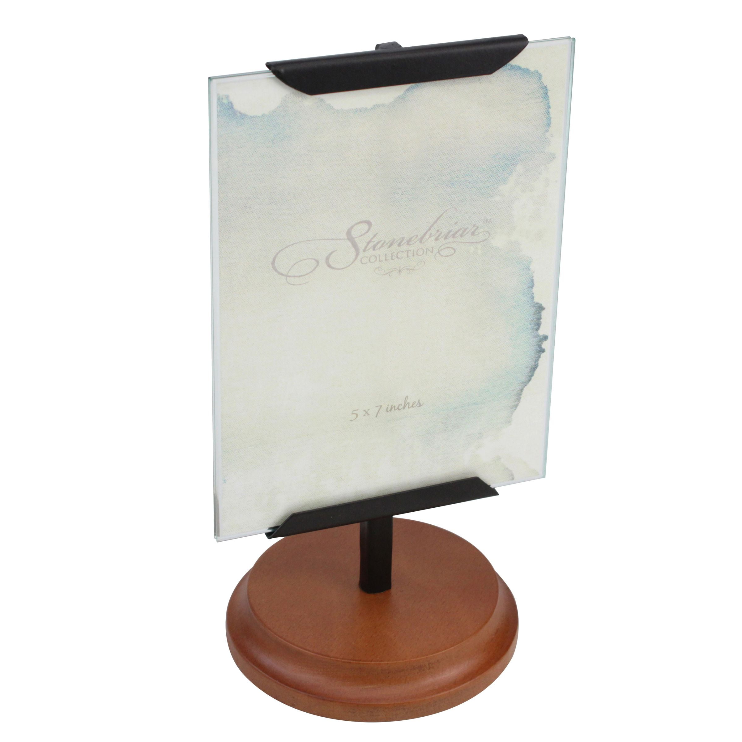 Stonebriar Metal Pedestal Photo Frame with Wooden Base, Horizontal or
