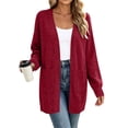 thumbnail image 2 of Women's Knit Cardigan Sweater Long Sleeve V-Neck Relaxed Fit Fall Tops with Pockets, 2 of 9