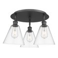 thumbnail image 2 of 516-3C-BK-GBC-82 Innovations Lighting Berkshire - 3 Light Flush Mount In Industrial Style-10.5 Inches Tall and 19.75 Inches Wide-Matte Black, 2 of 5