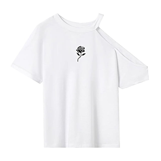 Camiseta de Mujer Ropa Elegante de Verano Camiseta de Cuello Redondo para Mujer para Paseos Excursiones Trabajo S