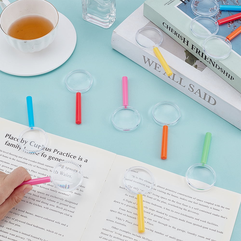 72Pcs 6 Colors Plastic Handheld Magnifier for Children Mixed Color 100x42.5x8.5mm 12pcs/color
