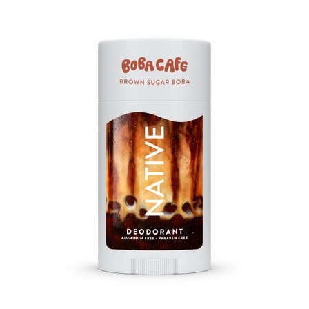 Native Aluminum Free Deodorant, Limited Edition Brown Sugar Boba, 72 Hour Odor Protection, for Women and Men, Boba Café, 2.65oz