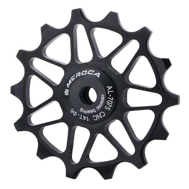 Desviador de rueda de rodillo de cerámica con cojinete de montaña, desviador trasero para bicicleta 14T negro Zulema rueda jockey