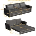 thumbnail image 7 of Luxurious 94" King Pull Out Sofa Bed, 3-in-1 Faux Leather Convertible Sleeper Sofa with Nailhead Trim & Deep Seat for Living Room, Apartment, Grey, 7 of 7