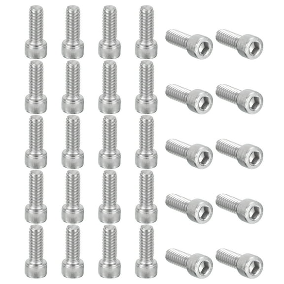 Uxcell 1/4-20 x 5/8" Hex Socket Cap Head Screw Bolt, 30Pcs 304 Stainless Steel 18-8, Machine Full Thread