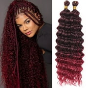 Eerya Long Curly Braiding Hair 30 Inch 2 Packs Ocean Wave Crochet Hair for Black Women Deep Wave Braiding Hair for Boho Braids (30 inch, TBUG)