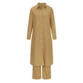 thumbnail image 5 of Summer Saving Wycnly Womens Two Piece Outfits Fall Winter Casual Plus Size Matching Sets Button Down Loose Long Shirts Coat Wide Leg Pants Lounge Sets under $5, 5 of 7