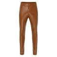 thumbnail image 3 of Oyolan Men's Leather Pants Slim Fit Biker Pants Motorcycle Jeans Rocker Party Club Wear Brown M/30, 3 of 6