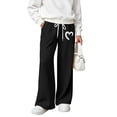 thumbnail image 3 of DJDLJWCJ Teen Girls Wide Leg Sweatpants Winter Warm Elastic Waist Drawstring Baggy Pants Side Pocket Athletic Pants Black Size 5, 3 of 7
