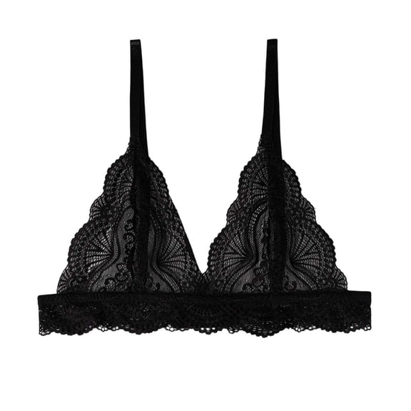 IFNWSV Bralettes for Women Lace Triangle Cup Lightweight Breathable Seamless Soft Support Everyday Comfort Bra Black 2XL