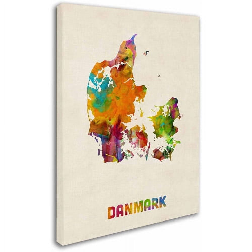 Trademark Fine Art "Denmark Watercolor Map" Canvas Art by Michael Tompsett
