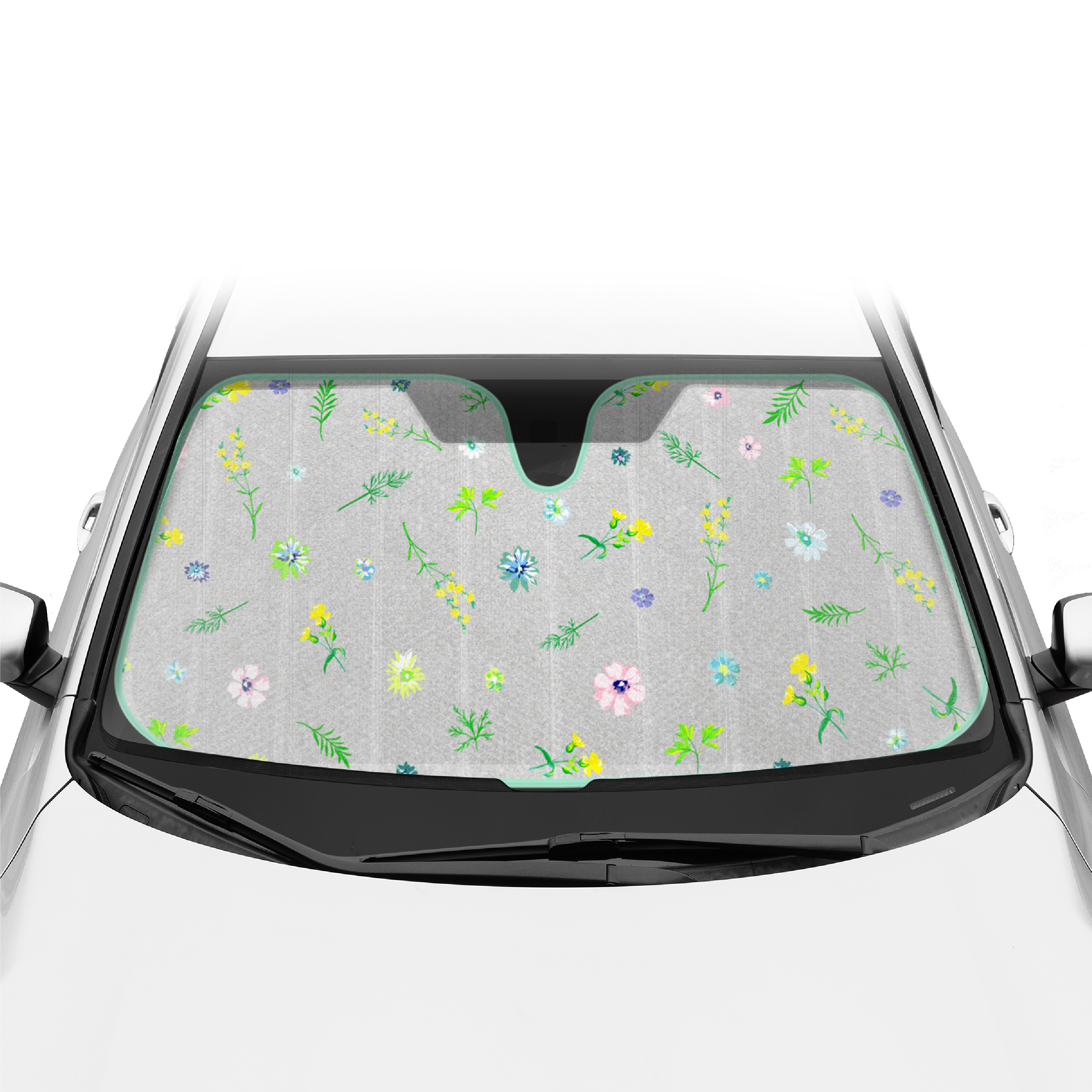 BDK Pastel Flowers Windshield Sun Shade, 57"x27" photo 1
