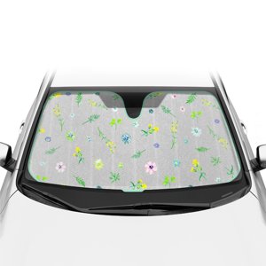 BDK Pastel Flowers Windshield Sun Shade, 57"x27"