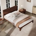 thumbnail image 2 of Euroco Mid-Century Full Size Platform Bed, Bamboo Wood Bed for Bedroom, Chocolate, 2 of 9