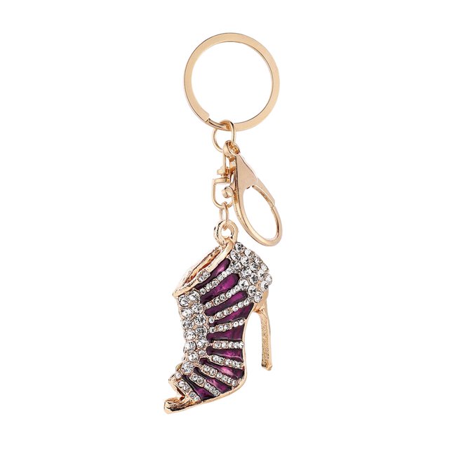 Visland High Heels Keychain with Buckle Decorative Alloy Keyring Colorful Rhinestones Car Key Holder Backpack Accessories