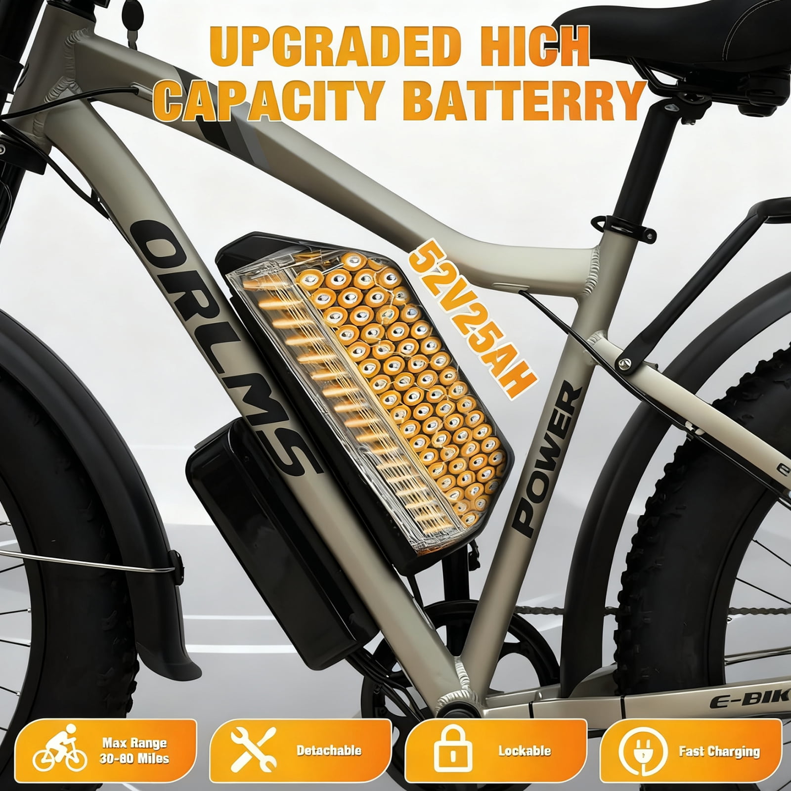Electric Dirt Bike for Adults,5000W Peak 52V 25AH Dual Motor Ebike,40-50MPH E-Bicycle,24" Fat Tire All Terrain,Front Suspension & Hydraulic Disc Brake,7-Speed Long Range for Gift