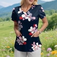 thumbnail image 2 of COMVALUE Scrub Tops Women Short Sleeve Plus Size V Neck Fun Printed Scrubs Top Medical Nursing Uniforms with Pockets (Black, XL), 2 of 9