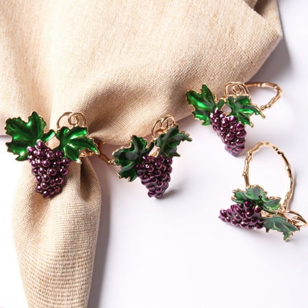 

Bcloud 2Pcs Napkin Ring Refreshing Fine Workmanship Dining Table Supplies Summer Purple Grape Napkin Holder for Party