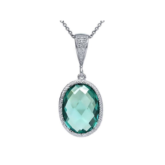 Gem Stone King Oval Checkerboard Nano Paraiba 925 Silver Pendant with 18 inches Chain