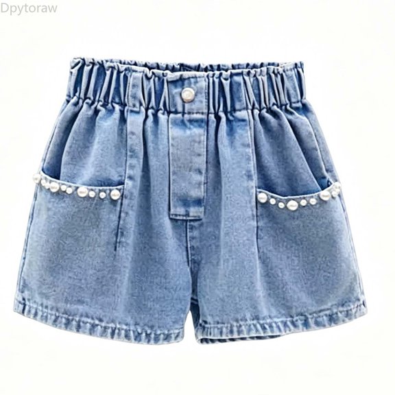 Dpytoraw Girls Denim Shorts, Soft for Toddler Outdoor Play Blue Size 2-3 Years