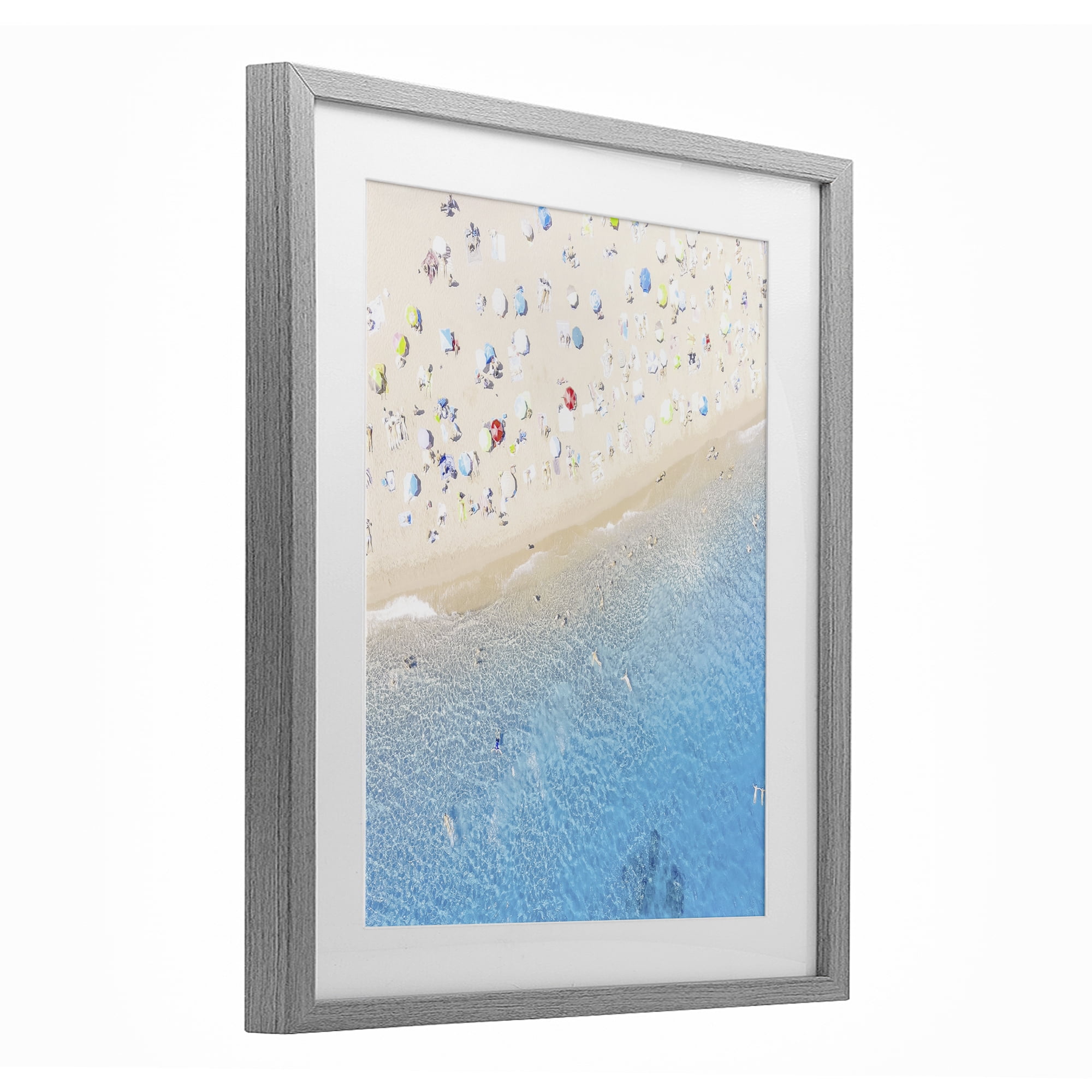 Stupell Industries Happy Beach in Summer Gray Framed Print Under Glass, design by Leah Straatsma