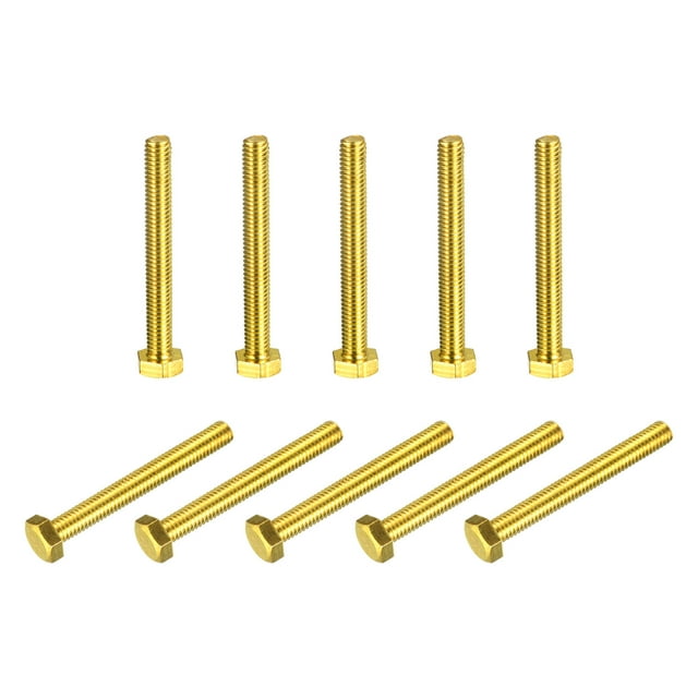 Unique Bargains Brass Hex Bolts, M6x50mm 10 Pack Fully Thread Grade 4.8 Machine Screws