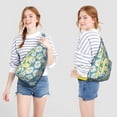 thumbnail image 3 of Vintage Floral Sling Backpack - Retro Daisy & White Blooms Pattern, Fashionable Multi-Functional Bag, 3 of 4
