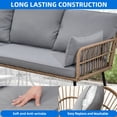 thumbnail image 6 of Dextrus 4-Piece Patio Furniture Set, Wicker Outdoor Bistro Set, Woven Sectional L-Shaped Patio Sofa Set with Cushions and Side Coffee Table - Gray, 6 of 6