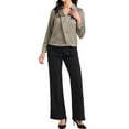 thumbnail image 2 of BLUSA DE TRABAJO DE SATÉN PARA MUJERES INSPIRE CHIC CON CUELLO EN V Y MANGAS LARGAS, CAMISA ELEGANTE DE OFICINA, TALLA S, CAQUI OSCURO, 2 of 6