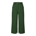 thumbnail image 5 of FENGGHAO Women's Casual Pants Front Style Back Elastic Waist Wide Leg Crop Pants Loose Fit 7/8 Length Trousers For & Daily Wear, 5 of 6