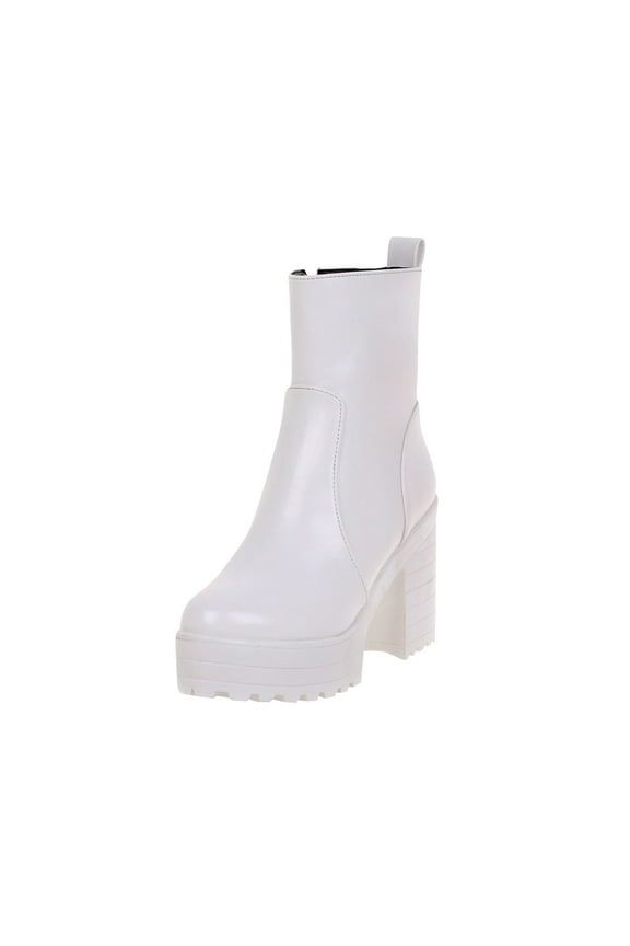 Platform Boots for Young Ladies Women's Winter Thick Bottom Platform Thick High Outdoor Short Knight 6.5(38)