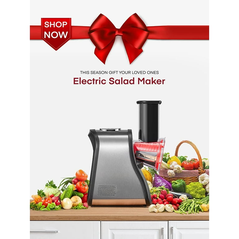 FOHERE Electric Cheese Grater Salad Maker, Electric Slicer Shredder for Home Kitchen Use, One-Touch Easy Control, Electric Grater for Vegetables