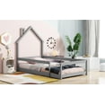thumbnail image 3 of Kacho Floor Bed, Twin Size Wood bed with House-shaped Headboard Floor bed with Fences, Floor Bed Twin with Fence for Bedroom, Twin House Bed, Grey, 3 of 8