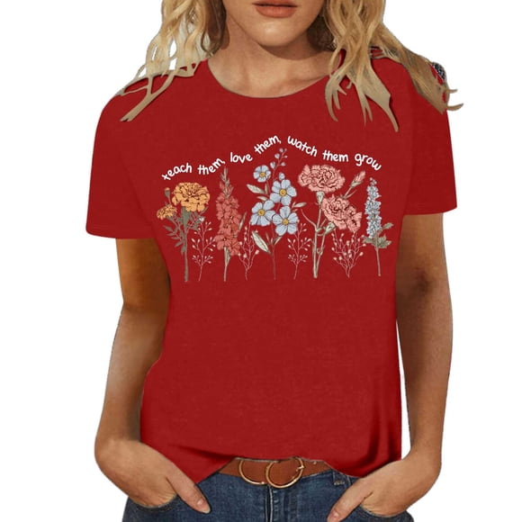YDLCAFD T-Shirts pour Femmes Grande Taille Coupe Ample Femmes Décontracté Mode Imprimés Manches Courtes Col Rond T-Shirt Ample Blouse Hauts